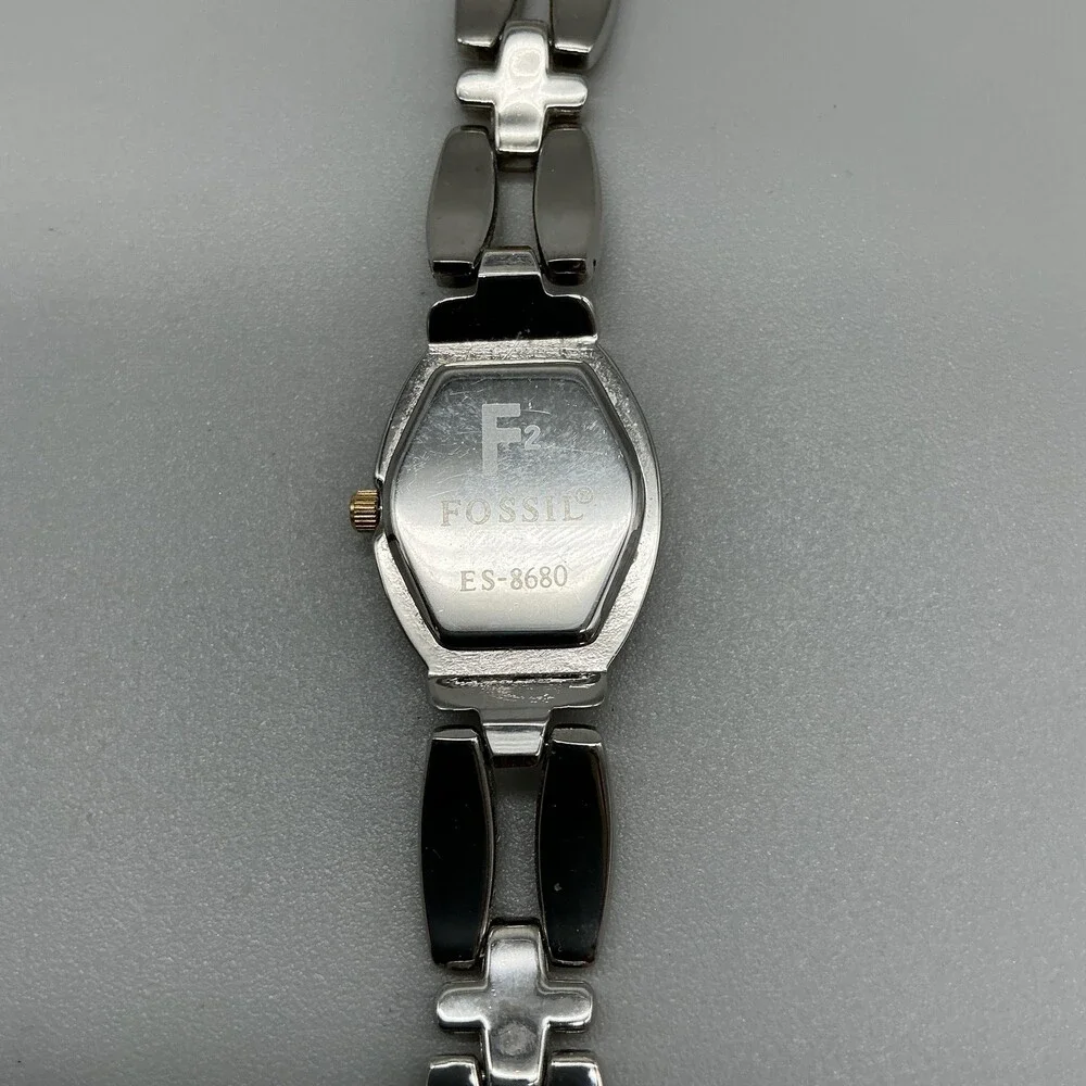 Fossil F2 ES-8680 Womens Watch 20mm Two Tone Silver Gold New Battery 6.5